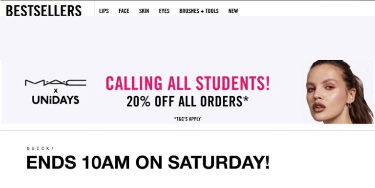 MAC Cosmetics Sale – 20% Student Discount