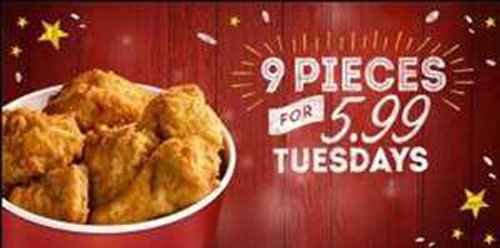 KFC Tuesday: 9pc for £5.99