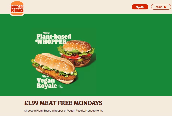 Burgerking free £1.99 meat on Monday