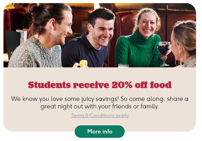 frankie and benny student discount 