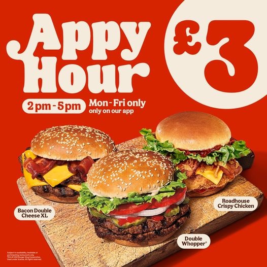 Burger king £3 on  app.
