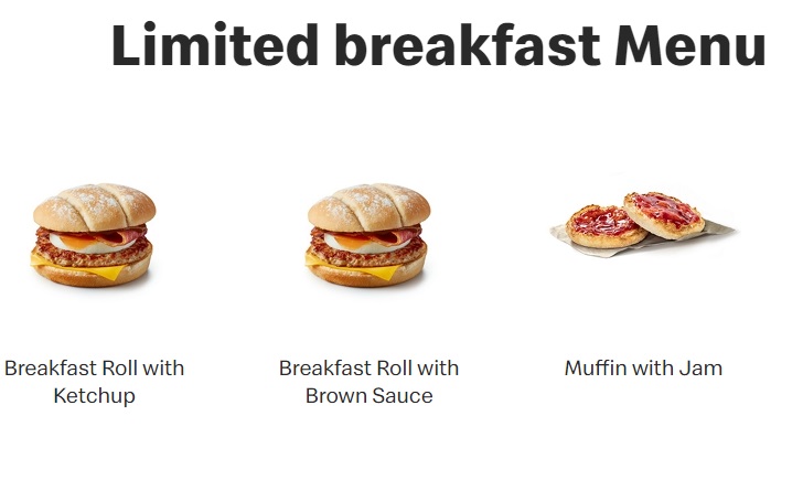 Mcdonald limited breakfast menu