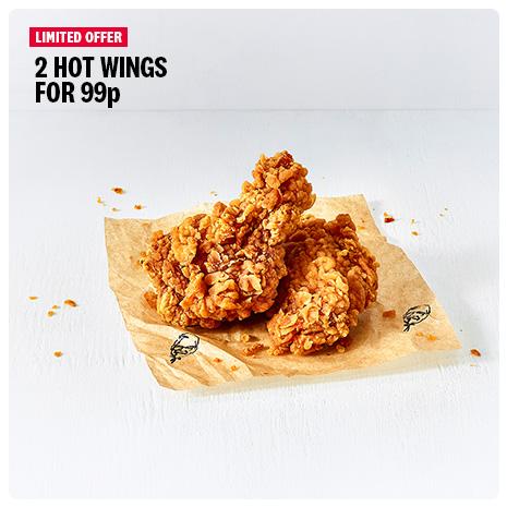 KFC 2 Hot Wings for 99p
