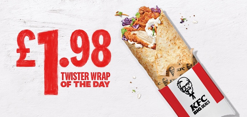 KFC Promo for £1.98 Twister Wrap of The Day 